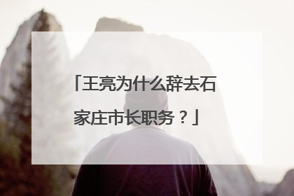 王亮为什么辞去石家庄市长职务？