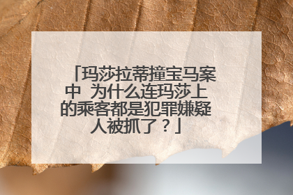 玛莎拉蒂撞宝马案中 为什么连玛莎上的乘客都是犯罪嫌疑人被抓了？