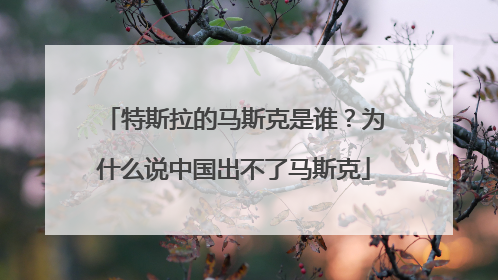 特斯拉的马斯克是谁？为什么说中国出不了马斯克