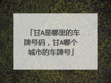 甘A是哪里的车牌号码，甘A哪个城市的车牌号