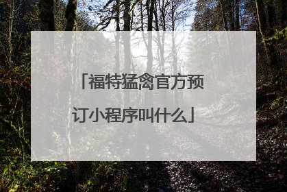 福特猛禽官方预订小程序叫什么