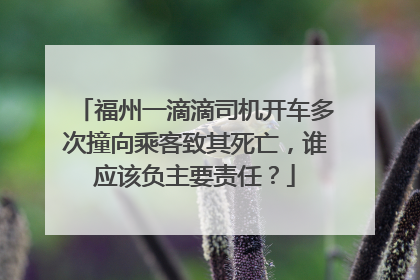 福州一滴滴司机开车多次撞向乘客致其死亡，谁应该负主要责任？