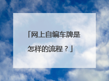网上自编车牌是怎样的流程？