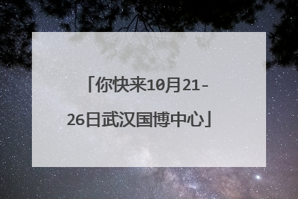 你快来10月21-26日武汉国博中心