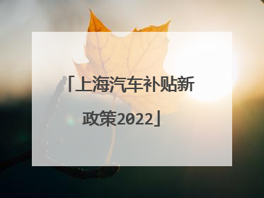 上海汽车补贴新政策2022