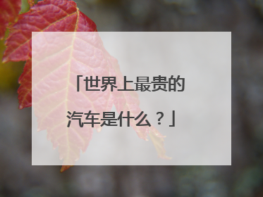 世界上最贵的汽车是什么？