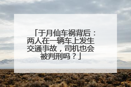 于月仙车祸背后：两人在一辆车上发生交通事故，司机也会被判刑吗？