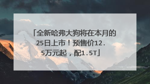 全新哈弗大狗将在本月的25日上市！预售价12.5万元起，配1.5T