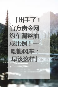 出手了！官方责令网约车调整抽成比例！一喂顺风车：早该这样