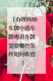 办理两地车牌中港车牌粤港车牌需要哪些条件如何收费