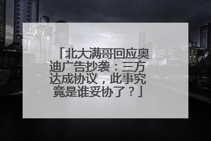 北大满哥回应奥迪广告抄袭：三方达成协议，此事究竟是谁妥协了？