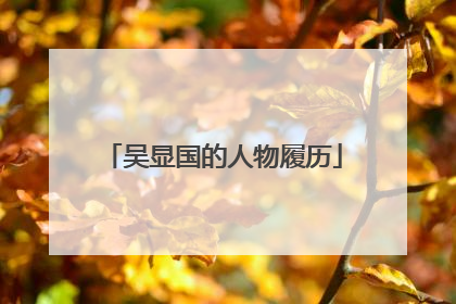 吴显国的人物履历