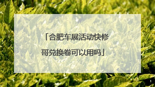 合肥车展活动快修哥兑换卷可以用吗