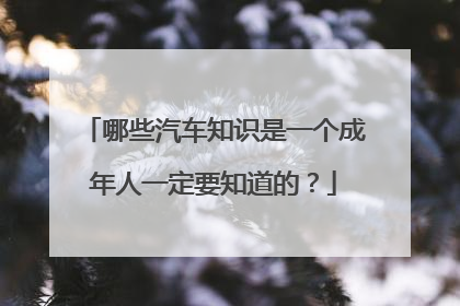 哪些汽车知识是一个成年人一定要知道的？