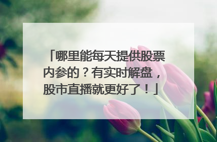 哪里能每天提供股票内参的？有实时解盘，股市直播就更好了！