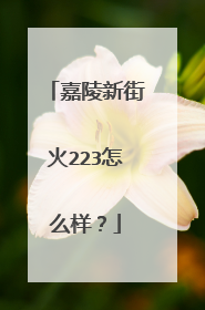 嘉陵新街火223怎么样？