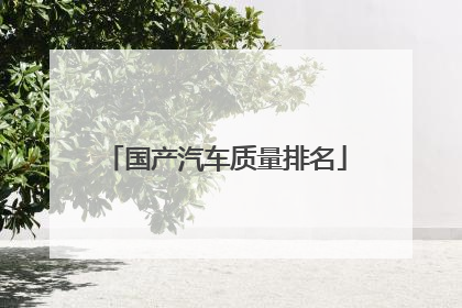 国产汽车质量排名