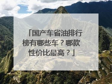国产车省油排行榜有哪些车？哪款性价比最高？