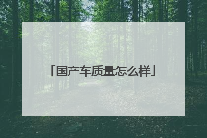 国产车质量怎么样