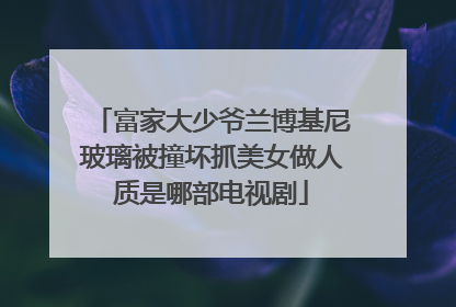 富家大少爷兰博基尼玻璃被撞坏抓美女做人质是哪部电视剧