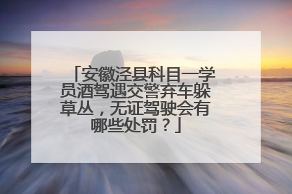 安徽泾县科目一学员酒驾遇交警弃车躲草丛，无证驾驶会有哪些处罚？