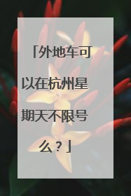 外地车可以在杭州星期天不限号么？