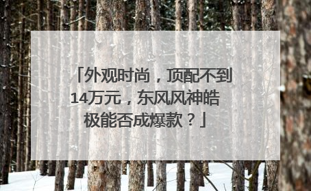 外观时尚，顶配不到14万元，东风风神皓极能否成爆款？