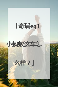奇瑞eq1小蚂蚁这车怎么样？