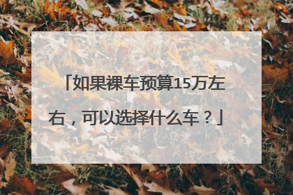 如果裸车预算15万左右，可以选择什么车？