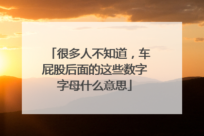 很多人不知道，车屁股后面的这些数字字母什么意思