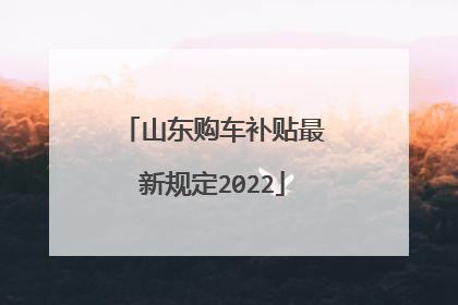山东购车补贴最新规定2022
