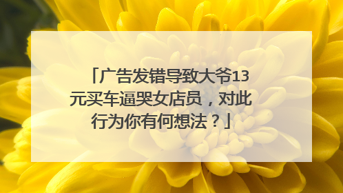 广告发错导致大爷13元买车逼哭女店员，对此行为你有何想法？