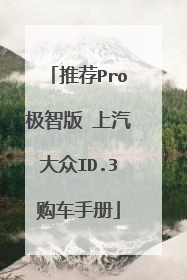 推荐Pro极智版 上汽大众ID.3购车手册