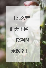 怎么查询天下通一卡通的余额？