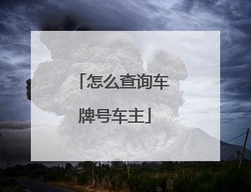 怎么查询车牌号车主