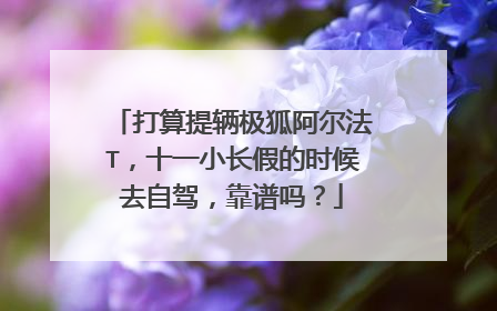 打算提辆极狐阿尔法T，十一小长假的时候去自驾，靠谱吗？