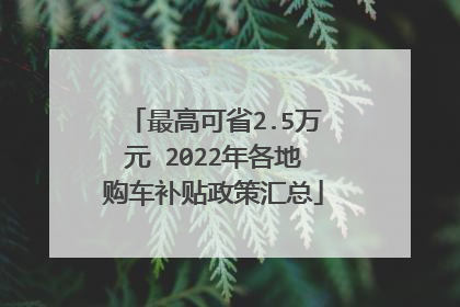最高可省2.5万元 2022年各地购车补贴政策汇总