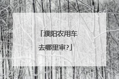 濮阳农用车去哪里审?