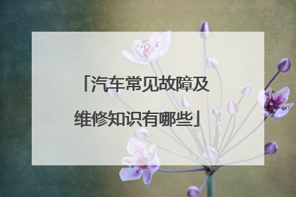 汽车常见故障及维修知识有哪些