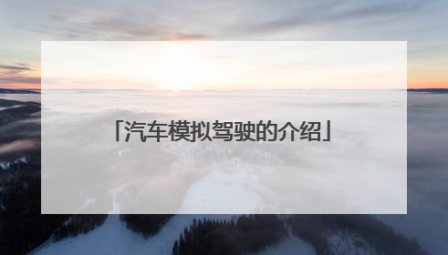 汽车模拟驾驶的介绍