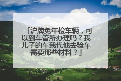 沪牌免年检车辆，可以到车管所办理吗？我儿子的车我代他去验车需要那些材料？