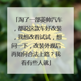淘了一部菱帅汽车，都说这款车好改装，我想改着试试，想问一下，改装外观后再如何合法上路？我看有些人就