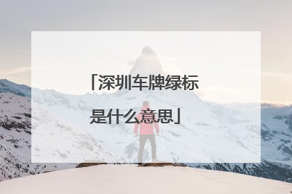 深圳车牌绿标是什么意思