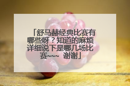 舒马赫经典比赛有哪些呀？知道的麻烦详细说下是哪几场比赛~~~ 谢谢