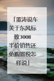 董涛说车关于东风标致3008半价销售还免购置税怎样说