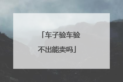 车子验车验不出能卖吗