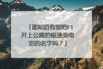 谁知道有部把F1开上公路的极速类电影的名字吗？