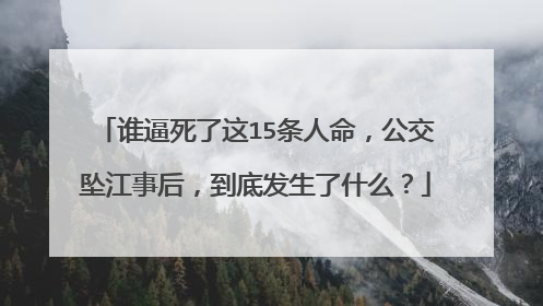 谁逼死了这15条人命，公交坠江事后，到底发生了什么？