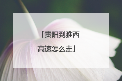 贵阳到雅西高速怎么走