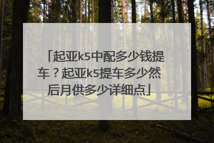 起亚k5中配多少钱提车？起亚k5提车多少然后月供多少详细点